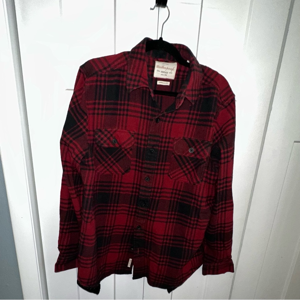 Weatherproof Vintage Lumberjack Red and Black Plaid Shirt/Shacket large